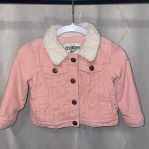 OshKosh B'gosh Toddler Girls' Pink Corduroy Sherpa Collar Jacket r Sz. 18Mo